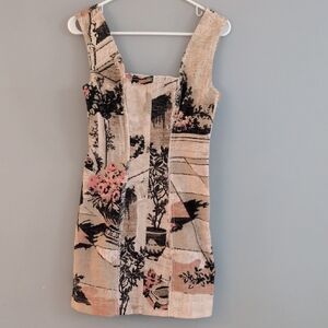 Urban Outfitters Sleeveless Printed Bodycon Mini Dress XS Cottage‎ Core